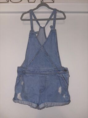 ZARA Girls Light Blue Denim Short Overalls